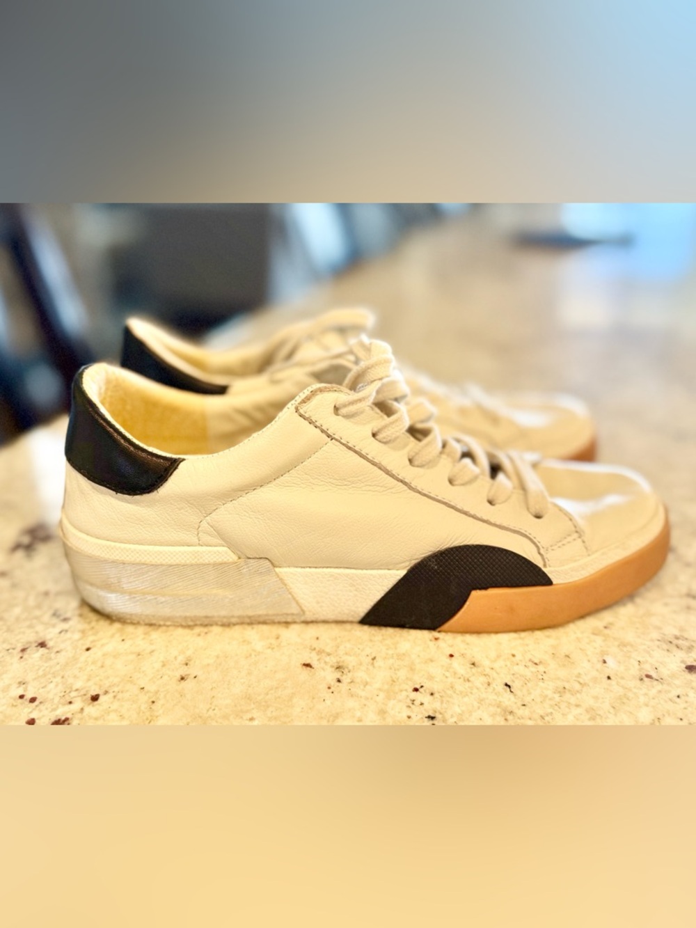 Dolce Vita Cream/ Black Sneakers, Size 6